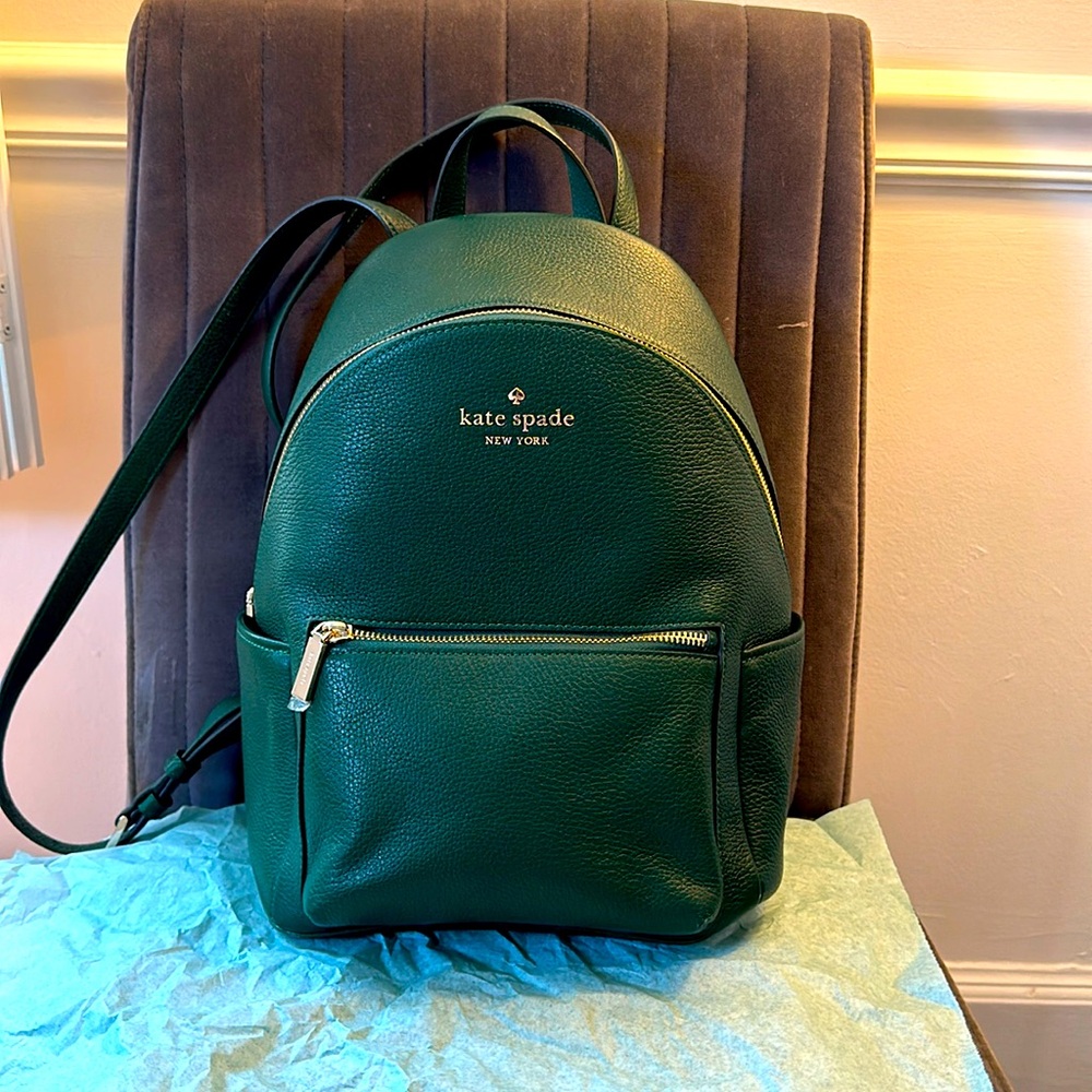 Kate Spade Leila Medium Deep Jade Pebbled Leather Dome Shoulder Backpack